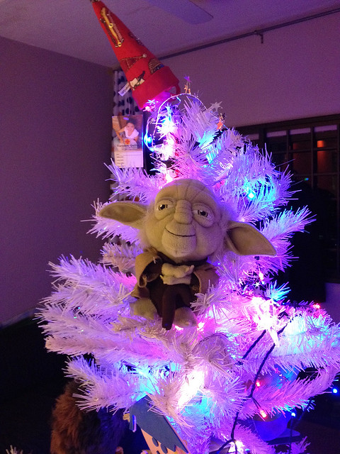 It's that time of year again when we put Yoda up in a tree
