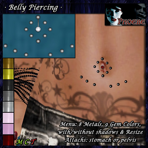*P* Belly Piercing M3 ~8 Metals-9 Gem Colors~