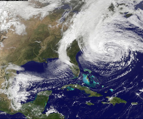 Hurricane Sandy approaches the US coast (courtesy of NASA)