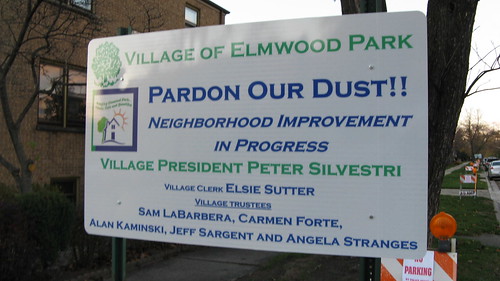 Public works project announcement on North 74th Court.  Elmwood Park Illinois.  Late October 2012. by Eddie from Chicago