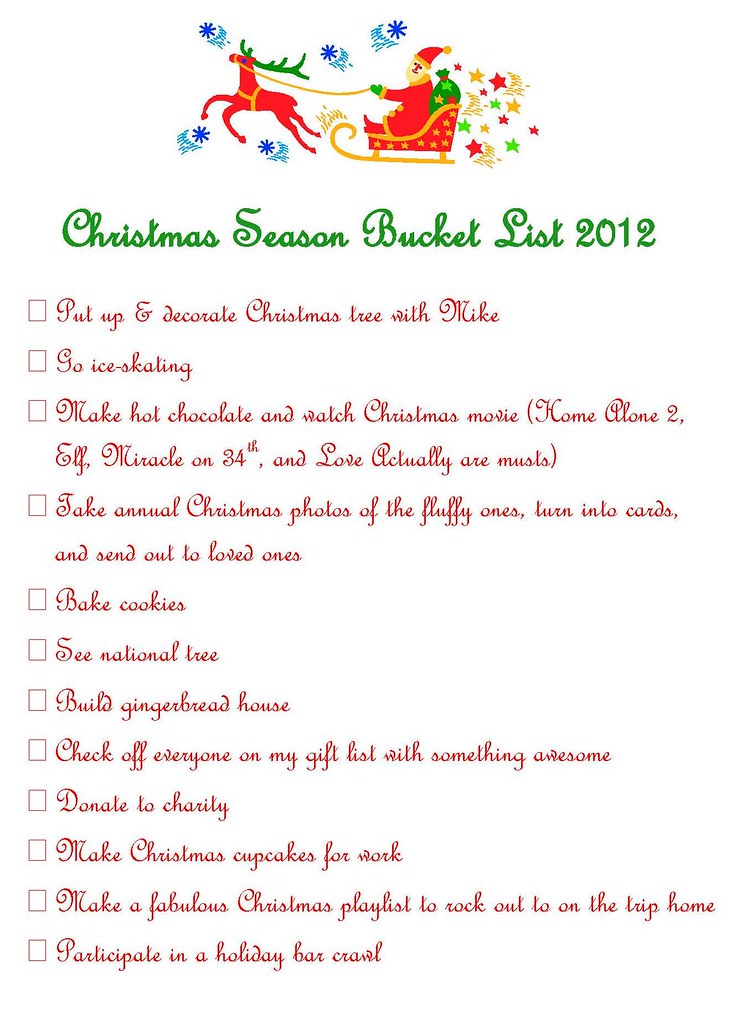 Christmas Season Bucket List 2012