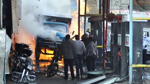Impact of car bombing in Syrian capital of Damascus on November 28, 2012. The U.S. and NATO have backed a war of regime-change against the Assad government. by Pan-African News Wire File Photos