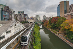 Train and river in Tokyo