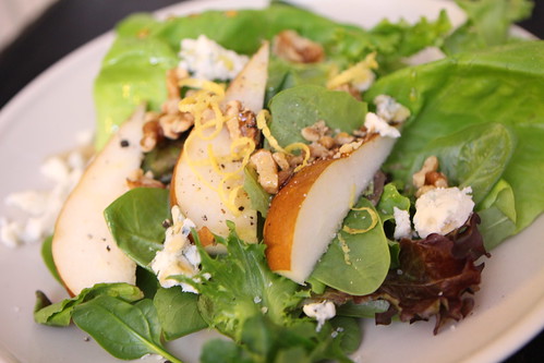 Pear and Maytag Blue Cheese Salad with Walnuts