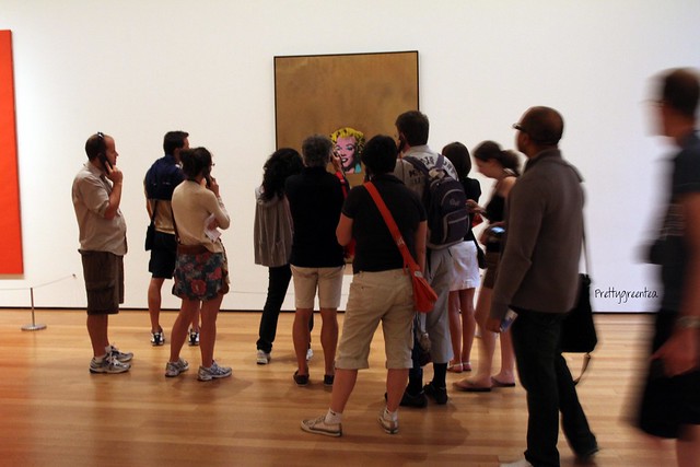 People responding to art at MOMA