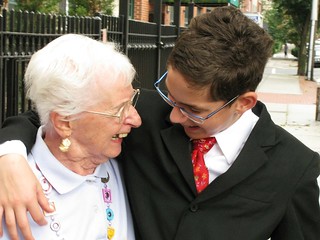 Grandmother laughing with grandson