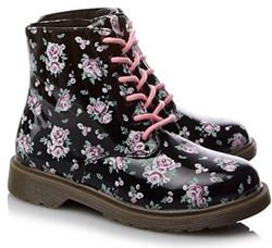 Floral Lace Up Boots for Girls