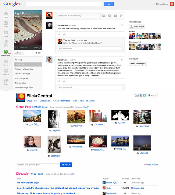 Google+ Communities vs Flickr Groups