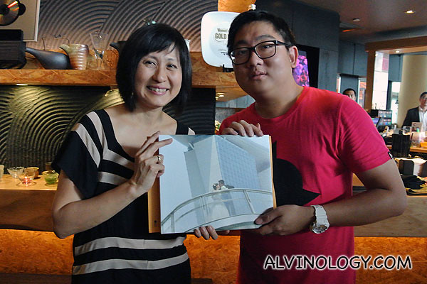 The organisers presented a canvas print of my wedding photo at Helix Bridge - lovely!