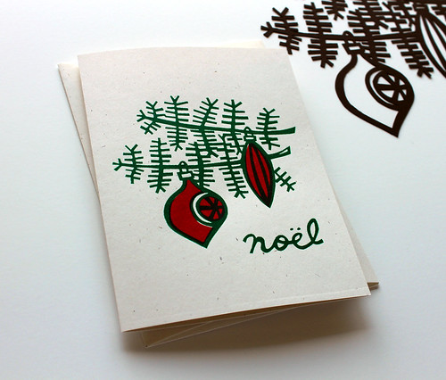 Hand screen printed retro holiday cards