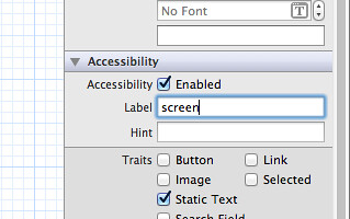 Set accessibility label as “screen”