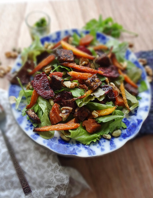 roasted beet + carrot salad // tempeh 