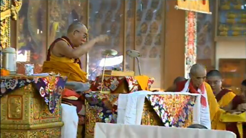 His Holiness the Great 13th Dalai Lama, making offerings, 18 Great Stages of the Path Commentaries, webcast, Dharamasala, India by Wonderlane