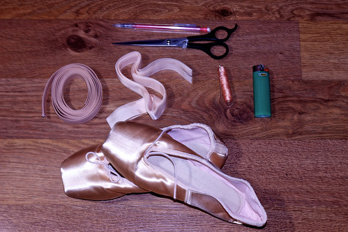 What you will need to sew ribbons to pointe shoes