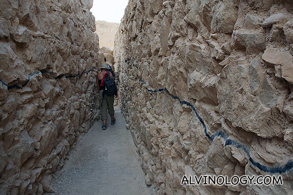 Walking between rock walls 