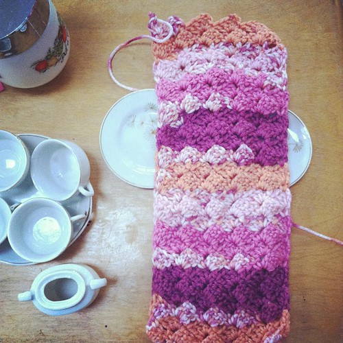 This yarn is so pretty. And soooo soft! #handmadeholidays #fancygrammascarf #indielovely #mycraftaddiction #crochet #crochetaddict