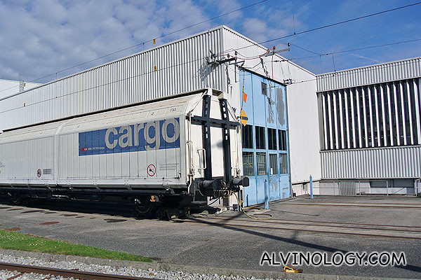 Cargo train sending out the chocolate from the Callier factory