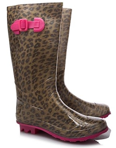 Glitter Leopard Print Wellington Boots for Girls