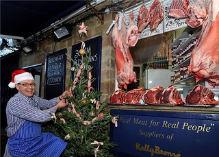 Butchers, Hutchinsons of Ripley, near Harrogate, has decorated a Christmas tree with meat trimmings..picture mike cowling nov 28 2012