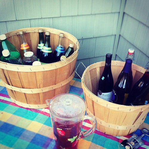 no fridge space left, so drinks are on the deck #thanksgiving