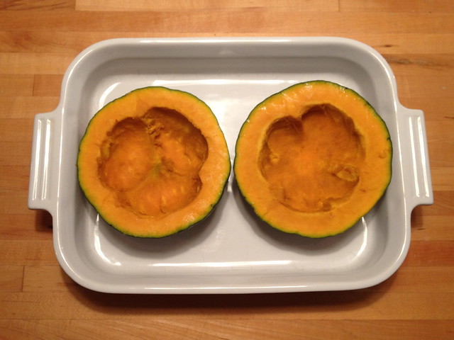 buttercup squash, ready for roasting