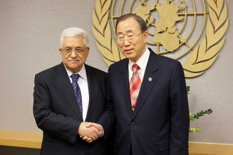 Palestinian Authority President Mahmoud Abbas and Ban Ki-moon after a vote by the United General Assembly to recognize Palestine as a non-member state. The country has been occupied since 1947. by Pan-African News Wire File Photos