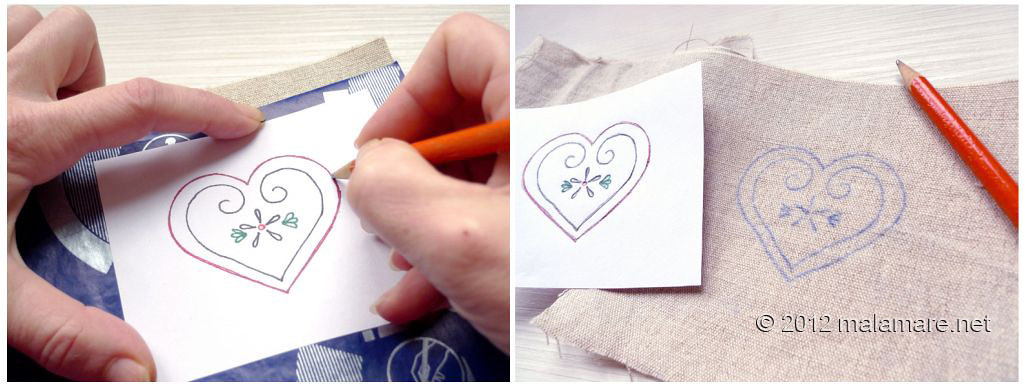 Heart embroidery pattern transfer