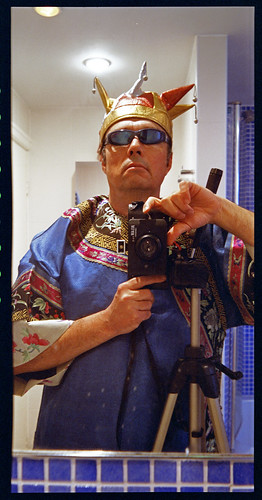 reflected self-portrait with Belair X 6-12 camera and kimono by pho-Tony