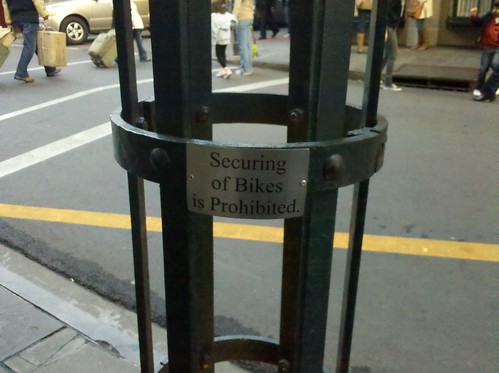 Securing of bikes is prohibited