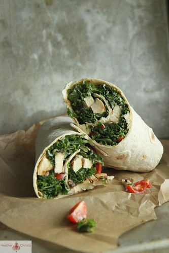 Kale Cesar Salad with Grilled Chicken Wrap