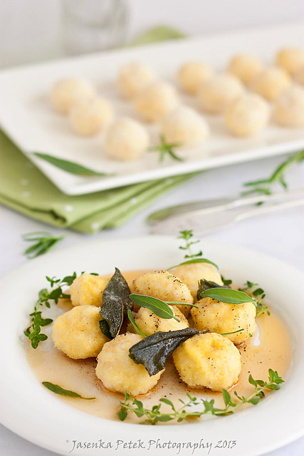 Ricotta gnudi with brown butter and fried sage