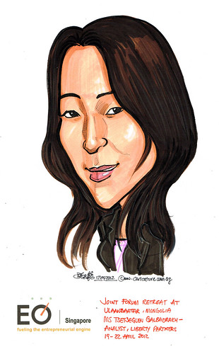Ms Tsetseglen Galbadrakh caricature for EO SIngapore