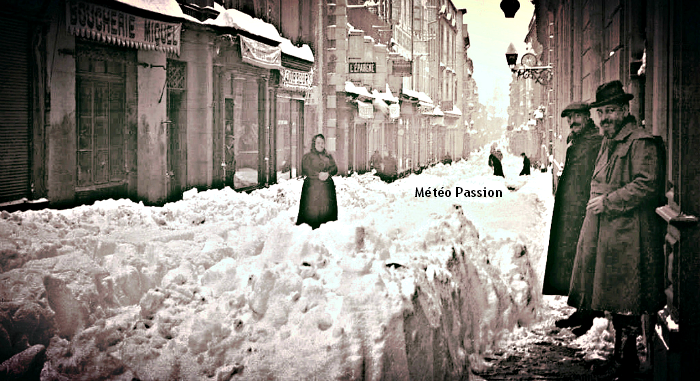 rue de Verdun ensevelie sous la neige à Carcassonne en janvier 1914 météopassion