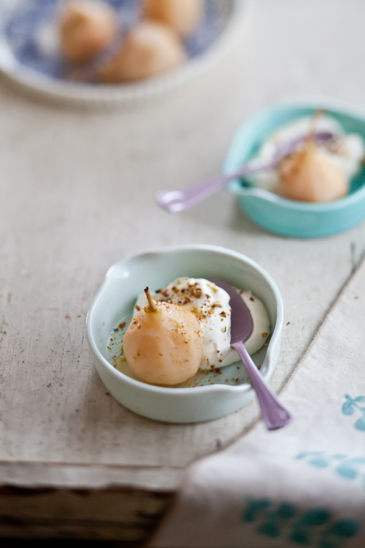 Spiced Poached Pears With Mascarpone Cream