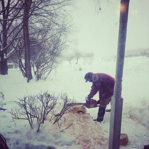Anything hotter than my husband out in the falling snow w a chain saw? I think not. @seanhagarty