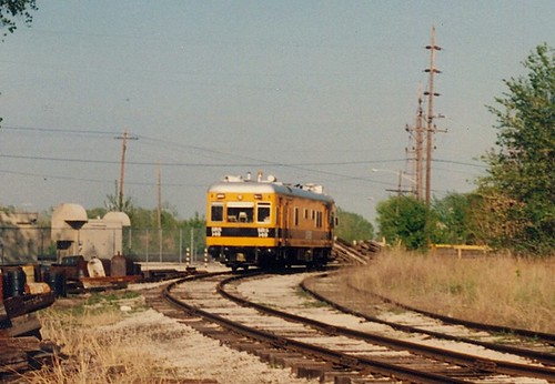 Sperry Rail Services self propelled track detection car at Chicago Ridge Junction.  Chicago Ridge Illinois.  May 1990. by Eddie from Chicago