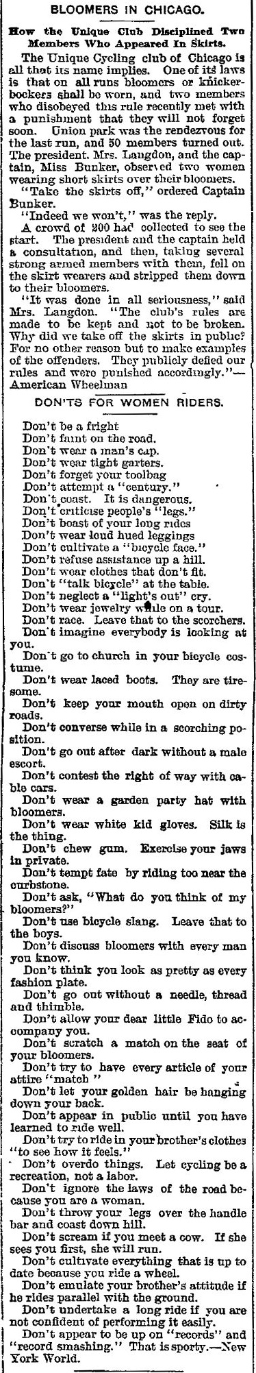 Unique Cycling Club Rules for Women 1895
