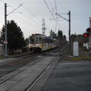 A Hillsboro-bound train approaches Ruby Junction