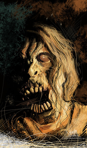 digital caricature sketch of The Walking Dead zombie