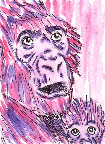 Strangely Pink Gorilla Mother by stephro