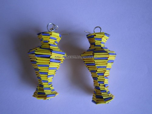 Handmade Jewelry - Paper Lanyard Vase Earrings (3) by fah2305