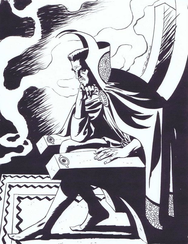 Doctor Strange in deep thought by Steve Rude