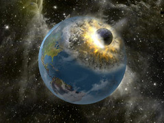 天體撞地球模擬圖，轉載自網路