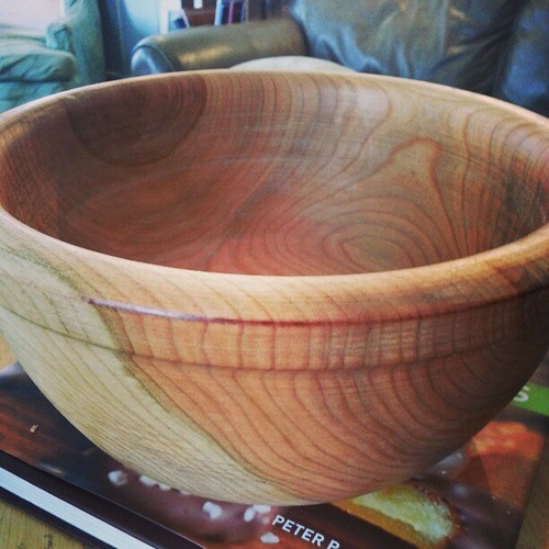 From chainsawed stump to this - gorgeous cherry bowl. @seanhagarty