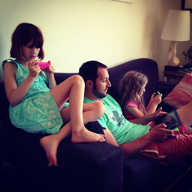 Family bonding time #gaming #generationi #ipod #iphone #ipad #family #unschooling