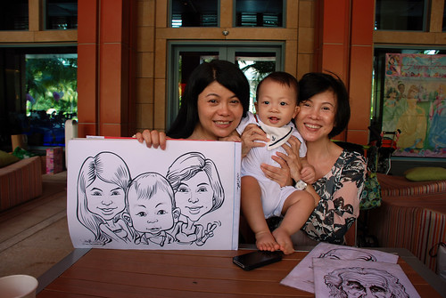 caricature live sketching for Mark Lee's daughter birthday party - 3