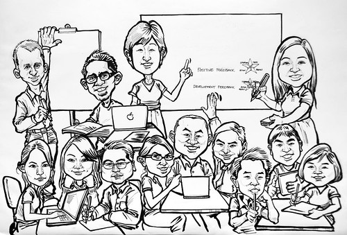 Workshop group caricatures for Genentech (Roche) sketch - 2