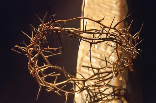Crown of thorns hung around the Easter cross by DigiDreamGrafix.com