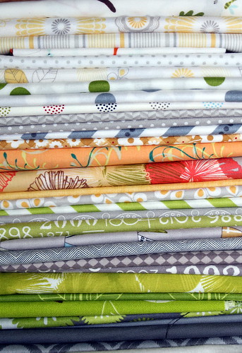 My fabric selection for the 'My Favorite Block Quilt Along'