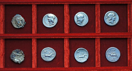 RRC 339 semuncial quadrans. RRC 340 L.PISO FRVGI Calpurnia denarii, Ahala collection, coins of the Roman Republic